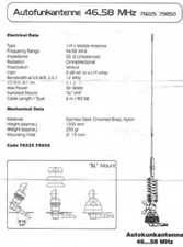 BUND Funk Peitschenantenne SEM 217 KFZ Antenne 46-58MHz Whip Antenna Element BW