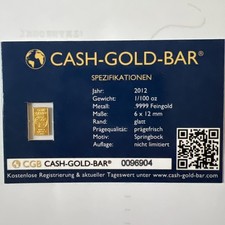 Goldbarren 1/100 oz .999 Feingold Springbock im Original Blister Zertifikat