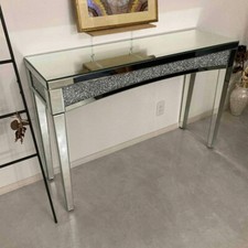 Konsolentisch Glas Beistelltisch Silber Flurtisch Verspiegelt Sidebord Diamant