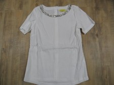 120% LINO schönes Leinenshirt mit Schmuckelementen weiß Gr. 42 TOP KoS1217