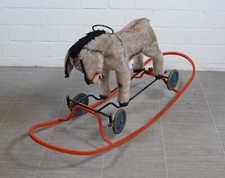 Steiff Schaukelpferd auf Roller Sitztier Ziehtier Tretroller Vintage 1950er J.