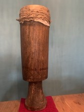 Original Afrikanische Große Trommel, Hand Trommel mit Tierfellbespannung H 67 cm
