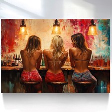 Leinwand Bild Whiskey Bar Club Frauen Erotik Wandbilder XXL Wohnzimmer  5734A