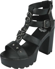 Rock Rebel by EMP Damen schwarze High Heels mit Nieten und Ringen