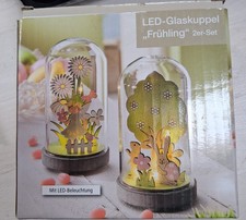 2 x LED-Glaskuppel Frühling /