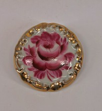9125412-d Antike Porzellan Brosche Rose handgemalt Seltmann Vohenstrauss D 4 cm