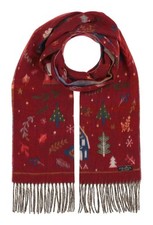 FRAAS Cashmink® Scarf With Christmas Design Schal Red dunkelrot blau Neu