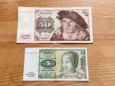 50 DM + 5 DM Banknote Deutsche
