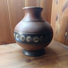 Keramikvase DDR Rheinsberg Keramik Handarbeit braun Blumenvase 1960er 70er 17 cm
