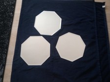 3x Spiegelplatte PLatzteller Glas Dekoration Facettenschliff 8eckig