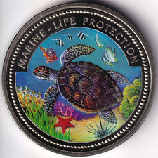 AV-VD Palau 1998 1 $ Marine Life Protection Wasserschildkröte + Zfk EL7