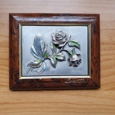 Zinnbild 8,5 X 6,2 Cm ohne Rahmen relief Rosen, Etcuns du Prince "Backes"???