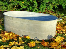 ALTE ZINK PFLANZ - GARTEN - WANNE WOHL UM 1960 / ca. 90 LITER MIT ABLAUF / W 16