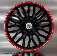 4x Radkappen 15 Zoll Orden red black Radzierblenden schwarz rot