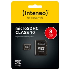 kQ Intenso microSDHC Karte 8GB Class 10 Speicherkarte mit SD Adapter 8 GB