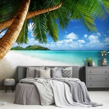 Fototapete Strand Meer Ozean Palmen Wohnzimmer VLIES TAPETE XXL + KLEISTER
