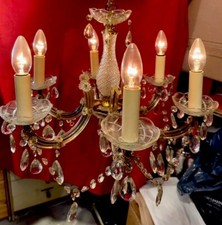 ⚜️ KRISTALL - KRONLEUCHTER  ** 6 Flammen  ** Messing / Kristall  ** Antik ⚜️