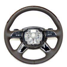 Holz Leder Multifunktionslenkrad mit Schaltwippen Audi A8 4H braun eschenmaser