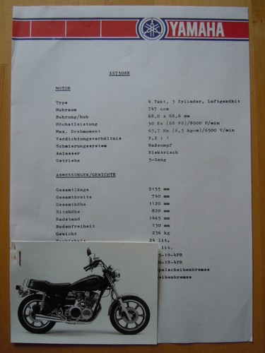 Yamaha 750 se datenblatt - 750,