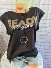 Shirt Tunika Bluse Street One schwarz Aufschrift Kurzarm Gr. 34 bis 44 (8 100) 