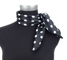 Ella Jonte kleines Tuch schwarz weiß Punkte Retro Rockabilly Halstuch 40% Seide 