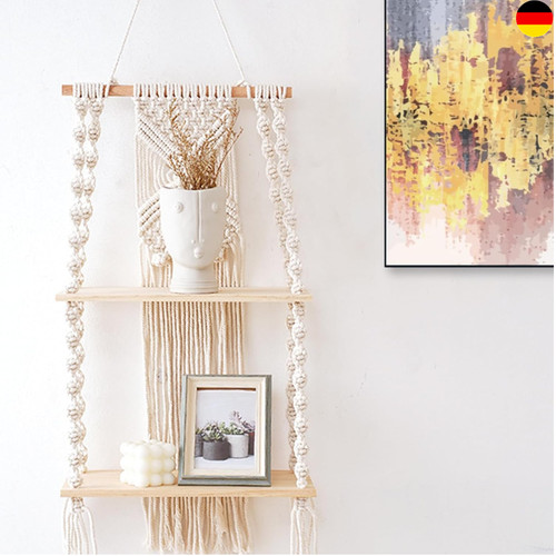 Wandregal holz makramee - wandregal,