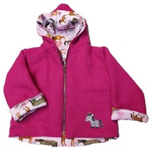 Wollwalkjacke Pferde Pony  Wendejacke Jacke Zipfeljacke Kapuze Wollwalk bestickt