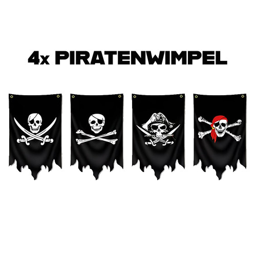 Piraten wimpel fahne - 4x,