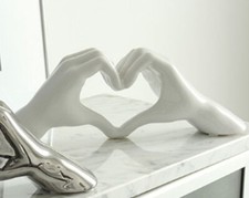 Gilde Skulptur Keramik Hände Heart Herz weiß 43396 Hochzeit 