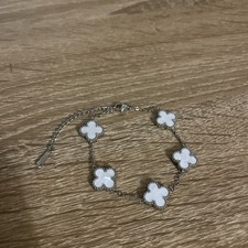 Armband Kleeblatt ? Modeschmuck silber weiss schimmernd 