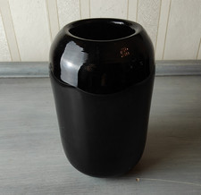 Schwarz Glas Vase schwer geschliffen Mid Century Design Italien Böhmen
