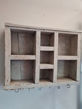 Shabby Chic Gewürzregal Holz Weiß ca. 40x28x10 cm Wandregal Haken