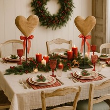 Holzherz auf Metallfuß Natur