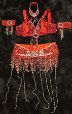 Bauchtanzkostüm Rot-Gold und