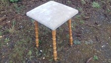 DDR  Retro-Vintage Holz-Metall-Polster-Sitz-Hocker 50cm hoch 40x40cm Sitzfläche