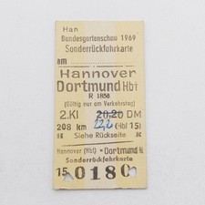 Fahrkarte Fahrschein EISENBAHN Bundesgartenschau 1969 Sonderrückfahrkarte 