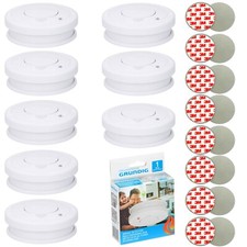 20 STÜCK Grundig Rauchmelder 85dB Inkl. 9V Batterie +3M Klebepad Set Feuermelder