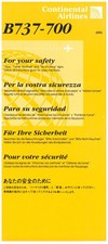 Safety Card / Continental / Boeing 737-700 / 2003 (5/03)