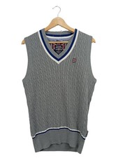 River Woods Herren Pullunder Strickweste Zopfstrick Grau XL Preppy