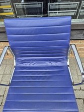 Vitra Charles Eames Alu-Chair Leder Büro-Stuhl Konferenz EA-107-108 blau