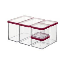 ROTHO Loft Vorratsdosen 5er Set Küchen Behälter Kunststoff mit Deckel Silikon