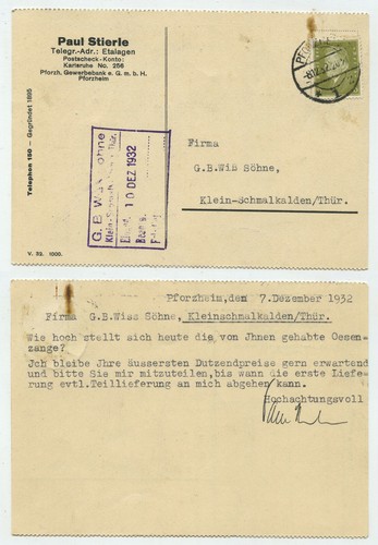 93507 postkarte paul stierle - 93507,