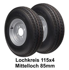 2x Ersatzrad Rad Anhänger 5.00-10 C 79N 5.00X10 4/115 ET0 Komplettrad Brenderup