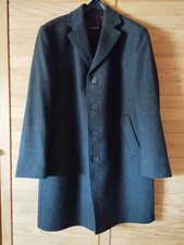 BUGATTI Herren-Mantel Anthrazit/Fischgrät Schurwolle m.Kaschmir Gr.25 /Kurzgr.50