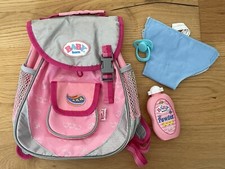Baby Born Wickeltasche Zapf Creation Rucksack Puppe inkl Windel Schnuller Powder