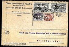 OBERSCHLESIEN Postkarte gest. Beuthen 4.6.22