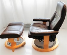 Stressless Sessel Leder Braun Zustand neuwertig mit Hocker Vintage