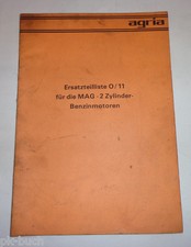 Ersatzteilliste / Teilekatalog 0/11 Agria MAG 2 Zylinder Benzin Motoren 1977