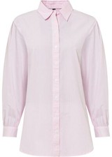 Longbluse Gr. 44 Kristallrosa Weiß Gestreift Langarm-Bluse Hemd Oberteil Neu