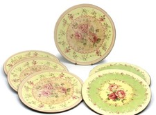 PLATZTELLER SHABBY Dekorteller Kunststoff Teller ROSEN DEKOR 6er Set Ø 25cm